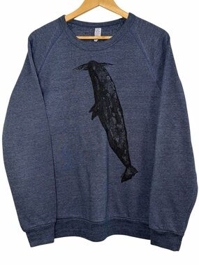 Alternative Apparel Earth Sperm Whale Graphic Crewneck Sweatshirt L